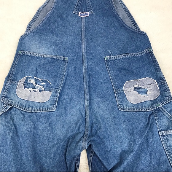 BIG‎ SMITH Mens Distressed Denim Bib Overalls Chore Farm Carpenter Size 39 - Picture 9 of 16